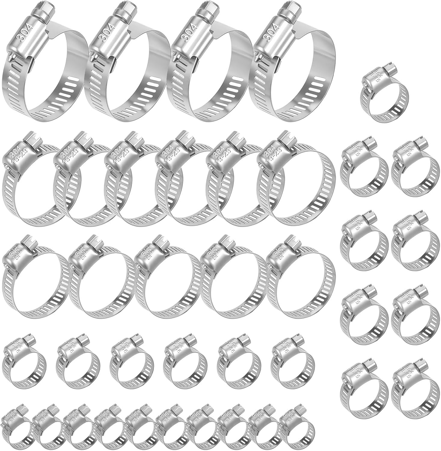 Comprehensive Stainless Steel Hose Clamp Set - 40 Pieces for All Your Needs