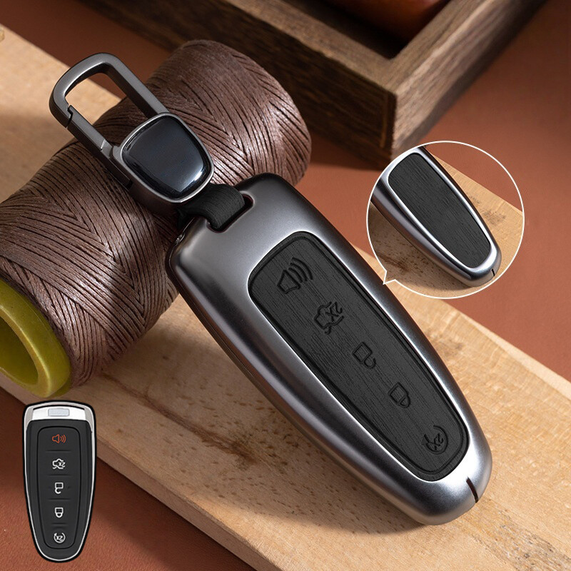 Zinc Alloy Leather Car Smart Key Fob Case Cover For Ford Edge Explorer Escape