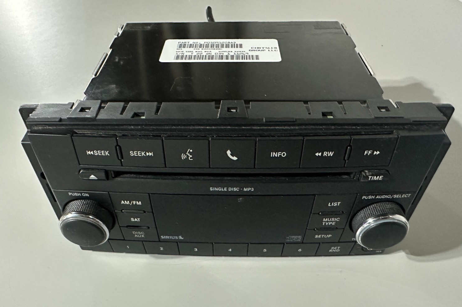 2007-2017 Chrysler Dodge Jeep Ram AM FM CD MP3 Sirius Radio Receiver P05091228AD 2007-2017 Chrysler Dodge Jeep Ram AM FM CD MP3 Sirius Radio Receiver P05091228AD