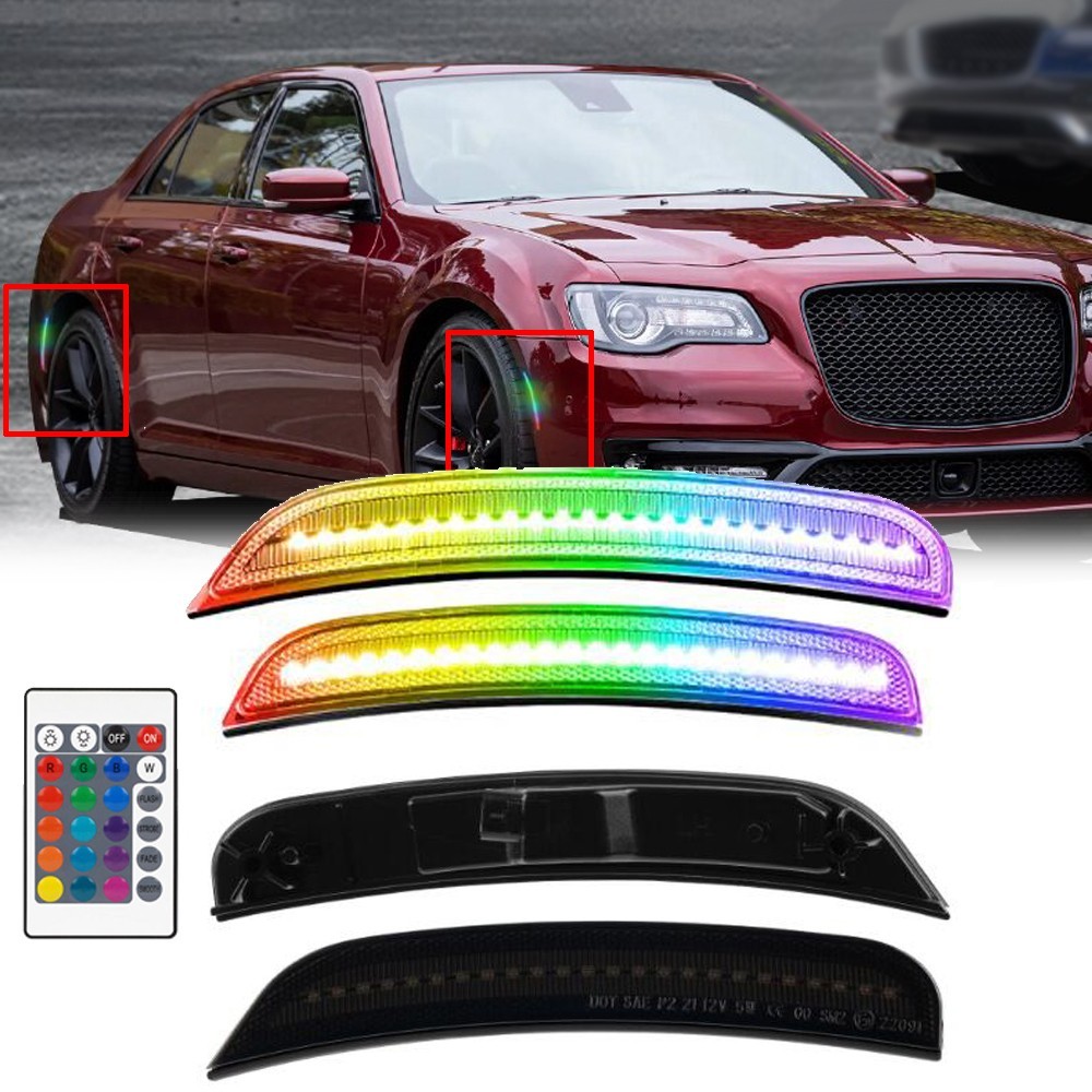 4x RGB LED Side Marker Turn Signal Light for Chrysler 300 2015-2023 Multi-color 4x RGB LED Side Marker Turn Signal Light for Chrysler 300 2015-2023 Multi-color