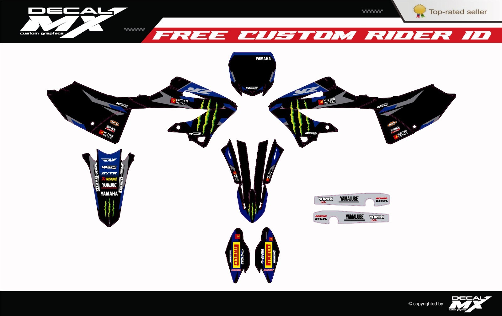 FITS YAMAHA YZ 125 YZ250 2022, 2023, 2024, 2025 2026, 2027 graphic kit decals mx