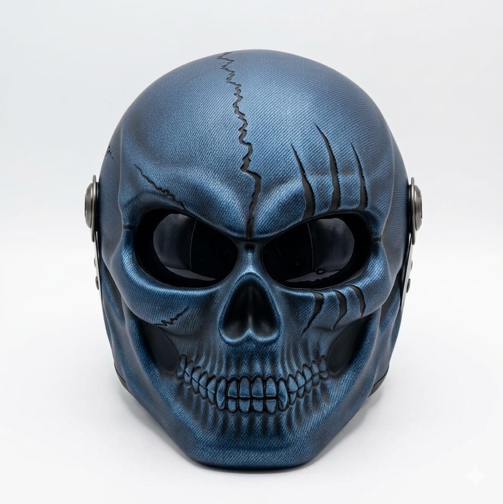 Helmet Skeleton skull Jean Blue Dot and ECE