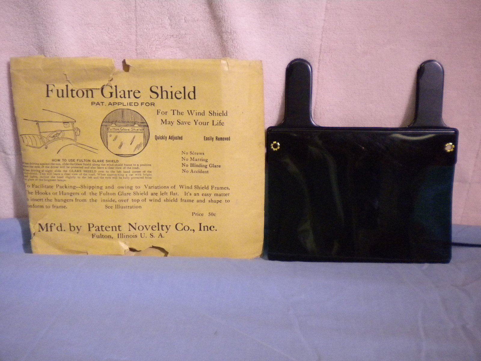 Vintage Fulton Glare Shield with Original Packaging and Buick Advertising