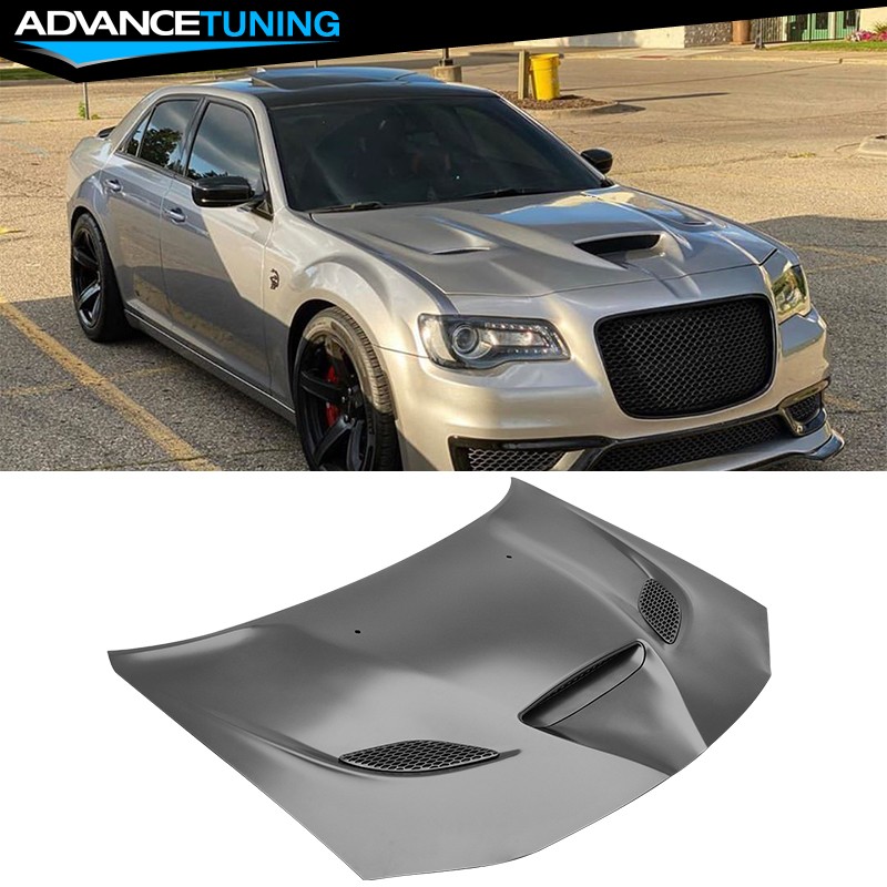 Fits 11-23 Chrysler 300 SRT Hellcat Style Aluminum Front Bumper Hood Panel Cover
