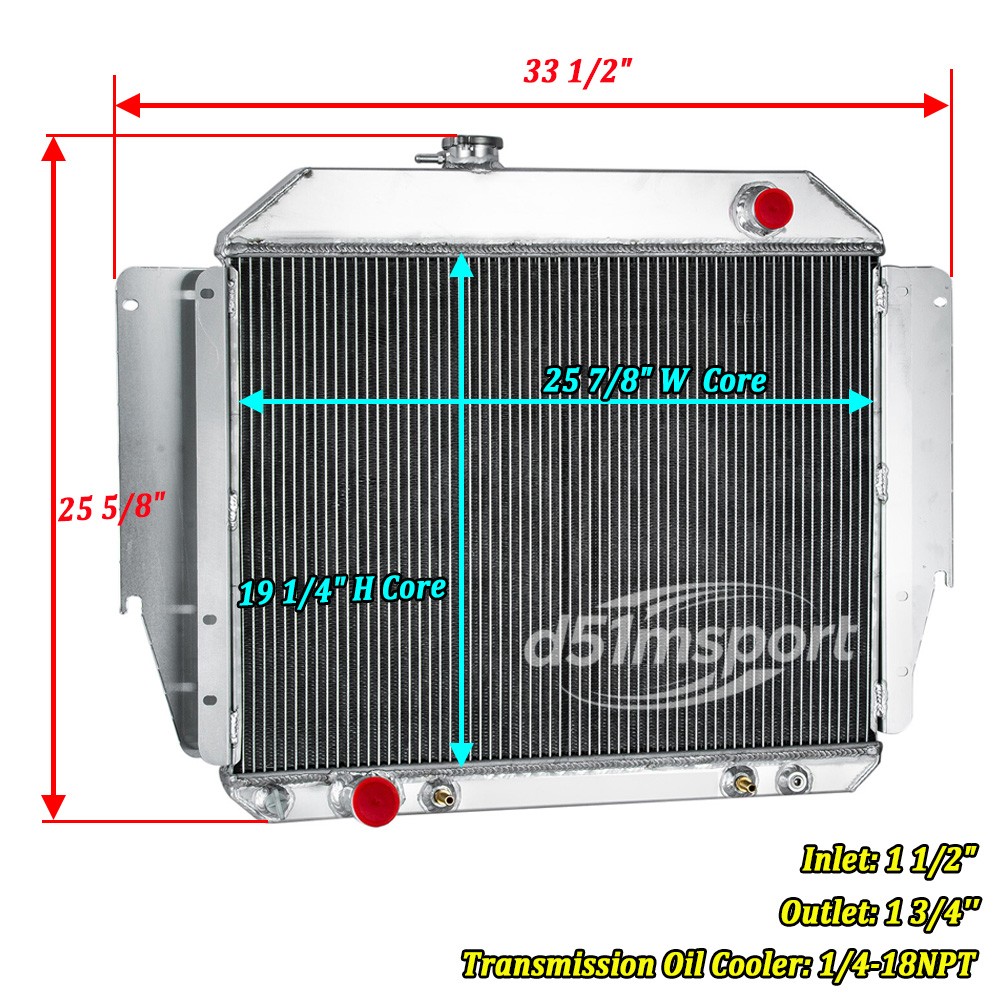 3 Rows Radiator For 79-91 Ford E100 E150 E250 E350 Econoline Club Wagon 5.8L AT