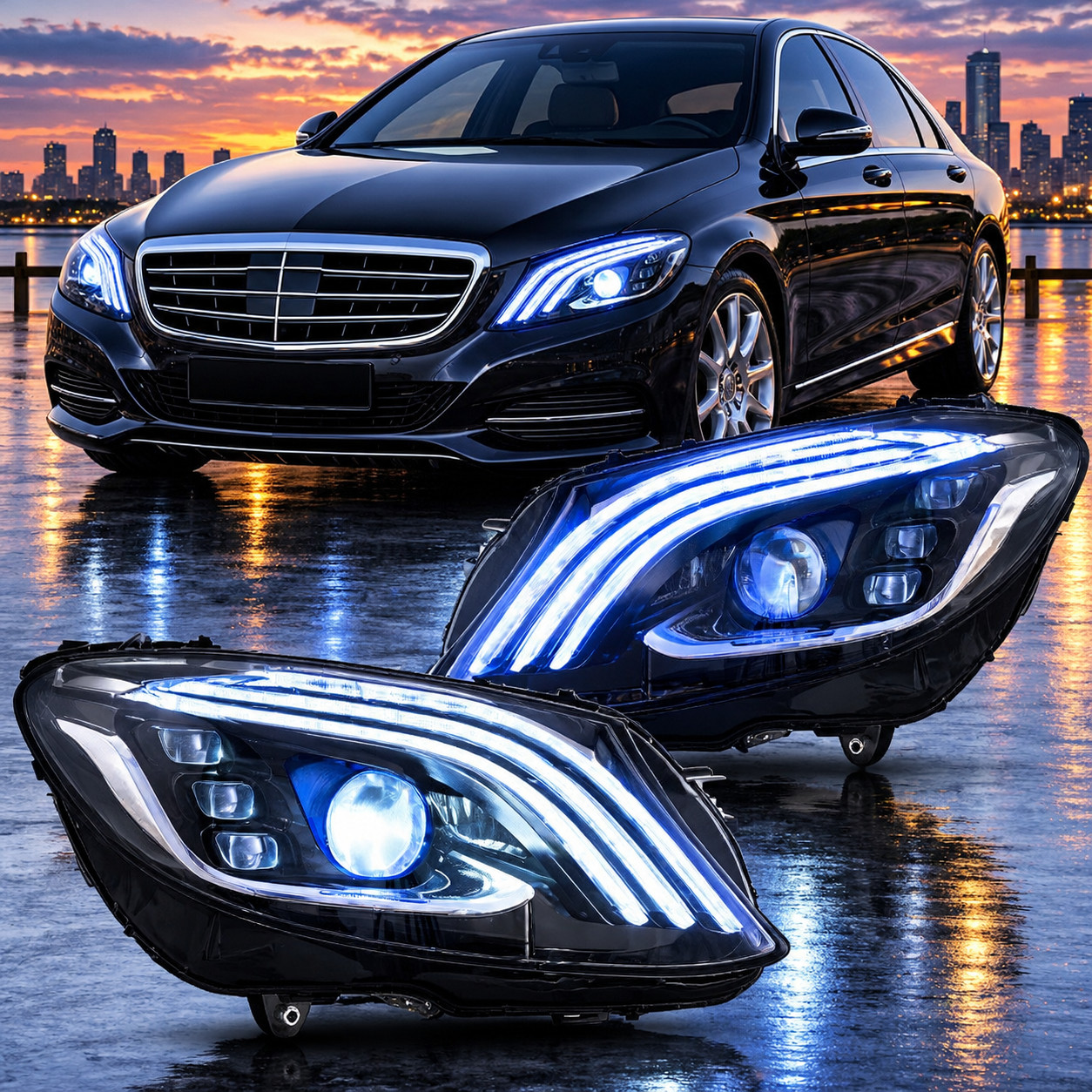 VLAND Full LED Headlights For 2015-2018 Mercedes Benz C-Class W205 W/Animation