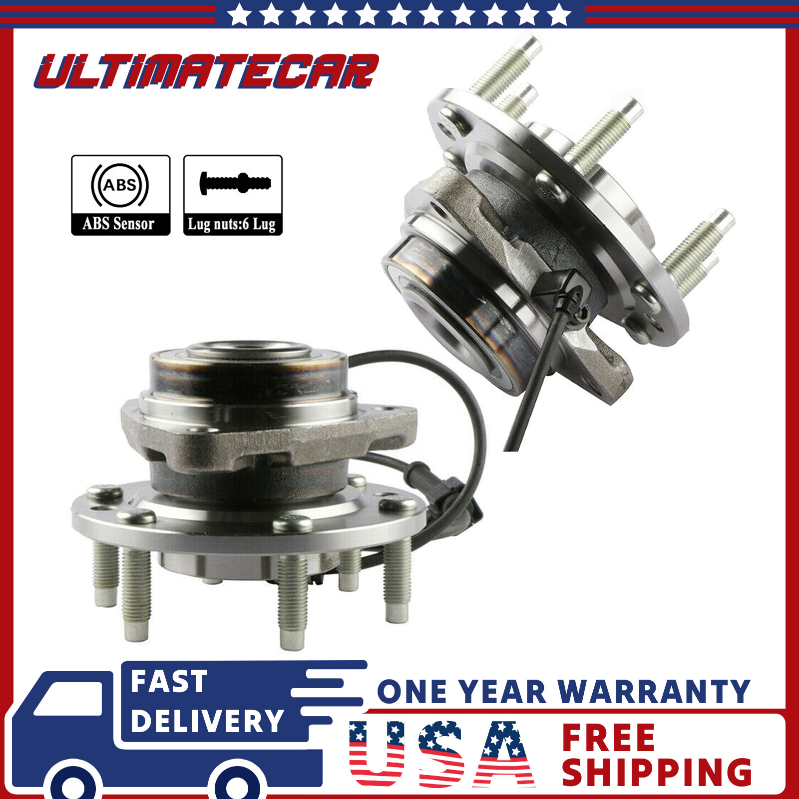 Front Pair (2) Wheel Hub Bearing Assembly For 02-09 GMC Envoy Chevy Trailblazer