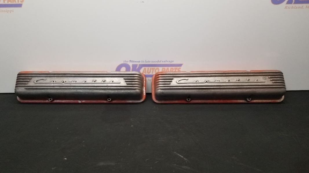 59-67 CHEVY CORVETTE VALVE COVER SET PAIR 7 FIN STRAIGHT BOLT PATTERN OEM