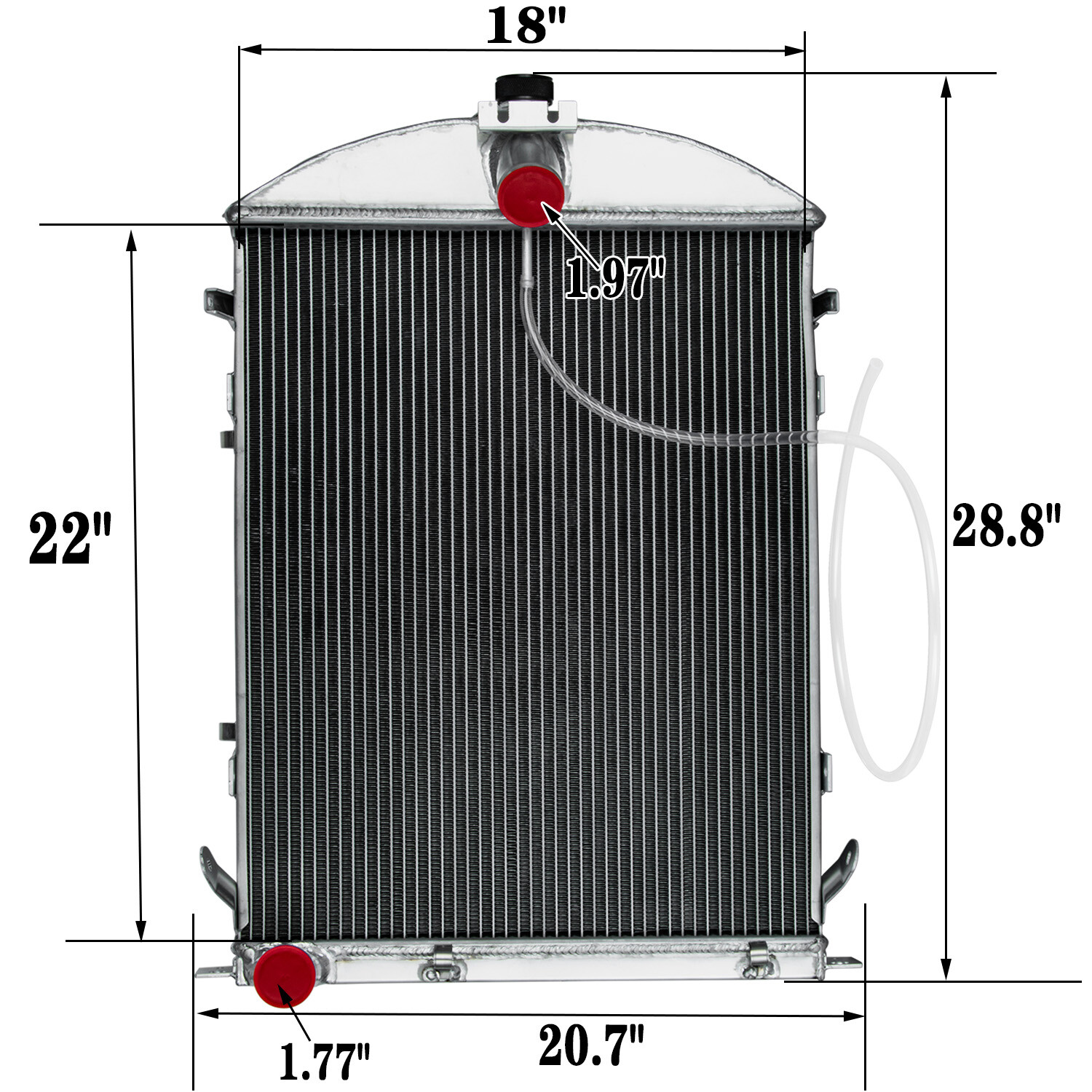 22'' H 3 Row Aluminum Radiator For 1930-1931 Ford Model A/ AA Heavy Duty 3.3L L4