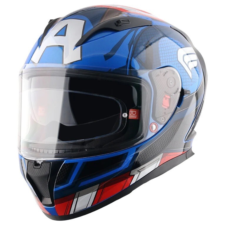 AXOR Street Marvel CAPTAIN AMERICA DOT&ECE Approved Helmet Plus Extra Visor AXOR Street Marvel CAPTAIN AMERICA DOT&ECE Approved Helmet Plus Extra Visor