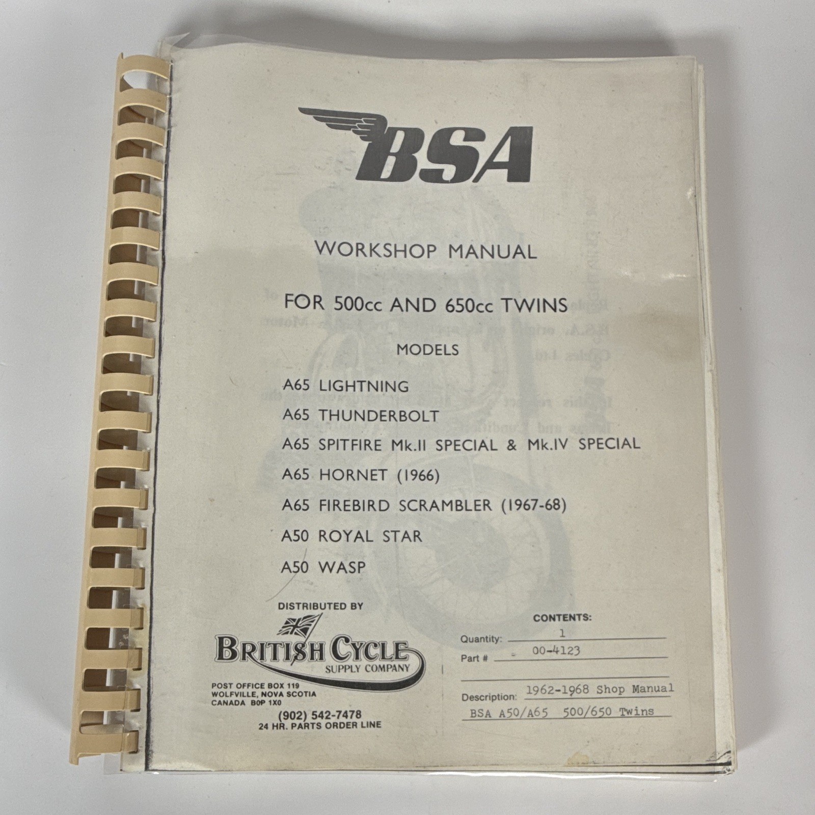 BSA Motorcycle Workshop Manual For 500cc And 650cc Twins Lightning Hornet Wasp BSA Motorcycle Workshop Manual For 500cc And 650cc Twins Lightning Hornet Wasp