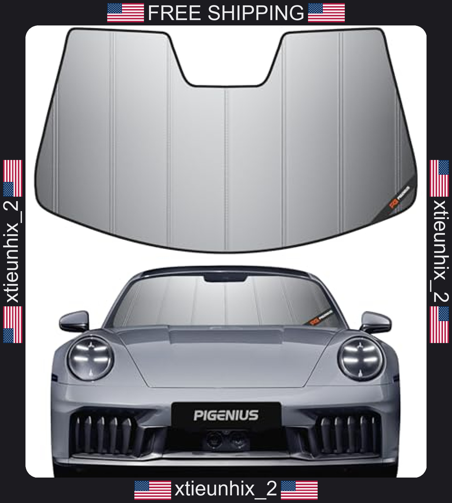 Porsche 911 (997 Gen) Sunshade Grey Leather Finish Custom Fit 2005-2012