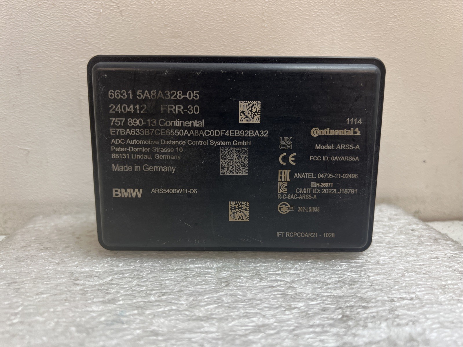 BMW X5 X6 X7 XM 23‑24 Adaptive Cruise Control Radar Sensor 6631 5A8A328‑05 OEM BMW X5 X6 X7 XM 23‑24 Adaptive Cruise Control Radar Sensor 6631 5A8A328‑05 OEM
