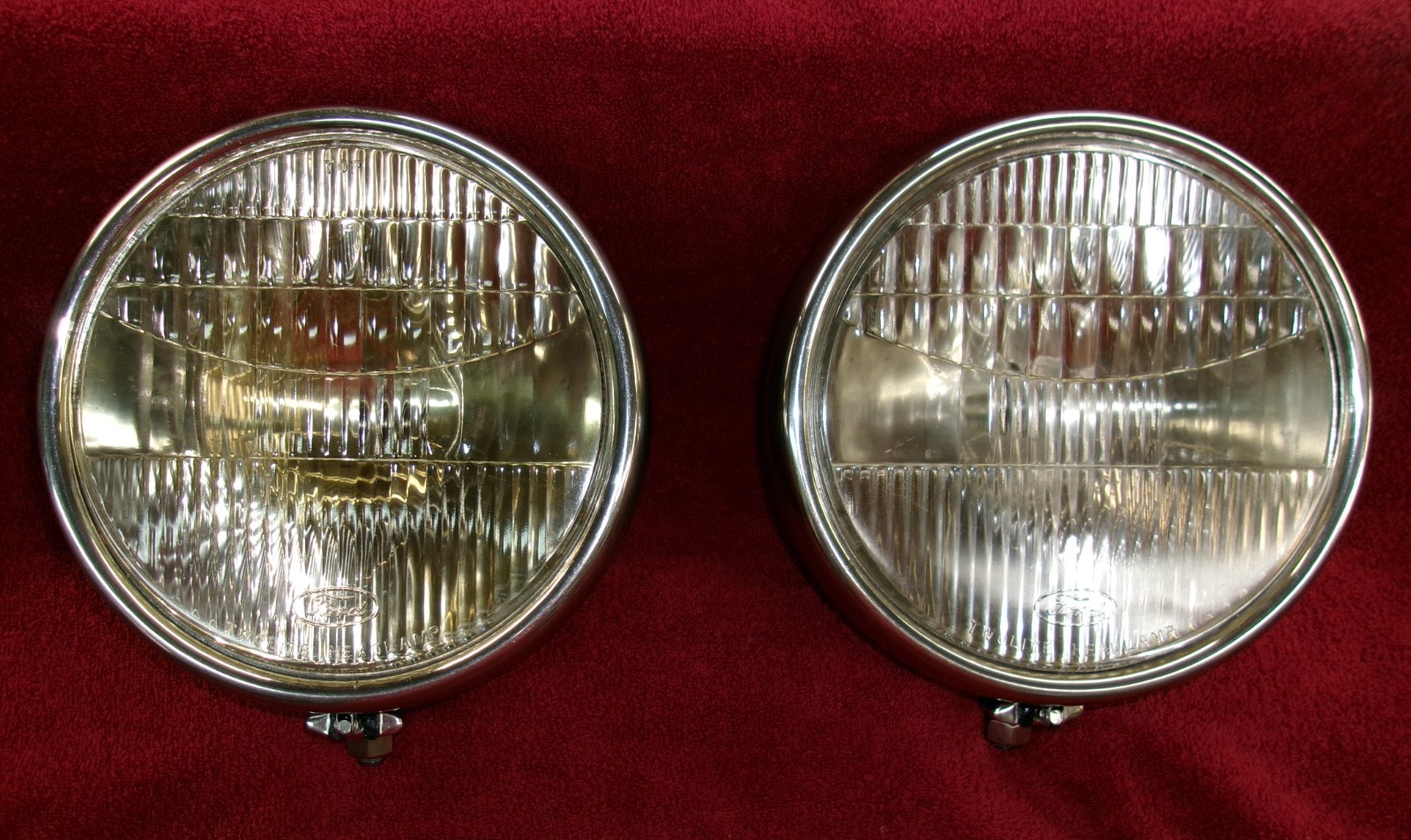 1930-31 Ford Model A Two Light Headlights, Pair, Single Bulb, Used, Very Clean