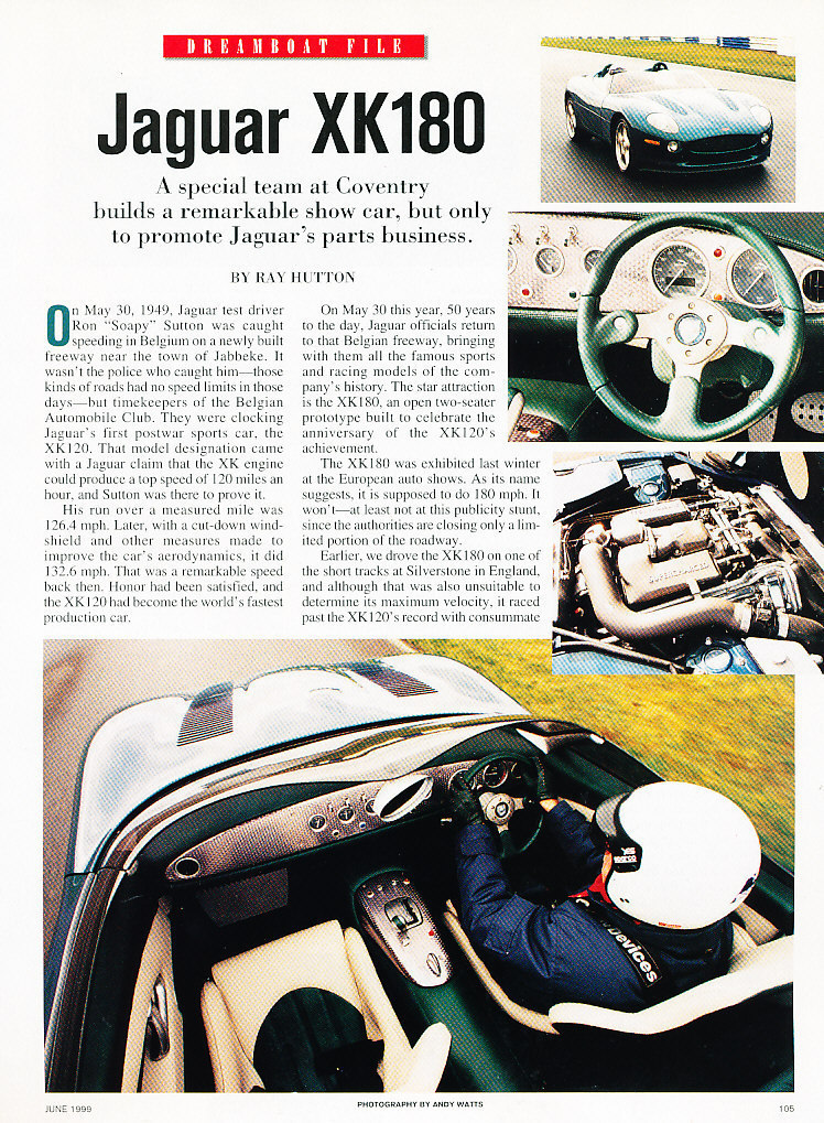 1999 Jaguar XK180 Concept - Car Original Print Article J206 1999 Jaguar XK180 Concept - Car Original Print Article J206