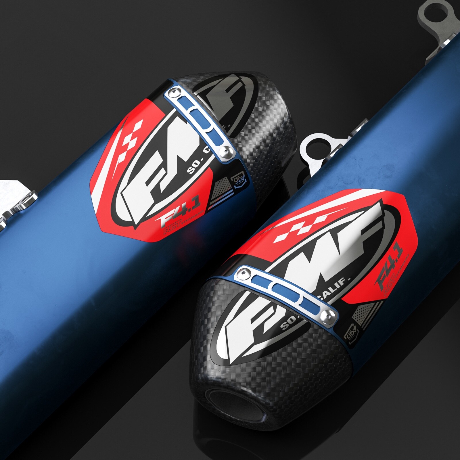 FMF Exhaust Factory 4.1 Decals (Chrome/Red) 2 PACK FMF Exhaust Factory 4.1 Decals (Chrome/Red) 2 PACK