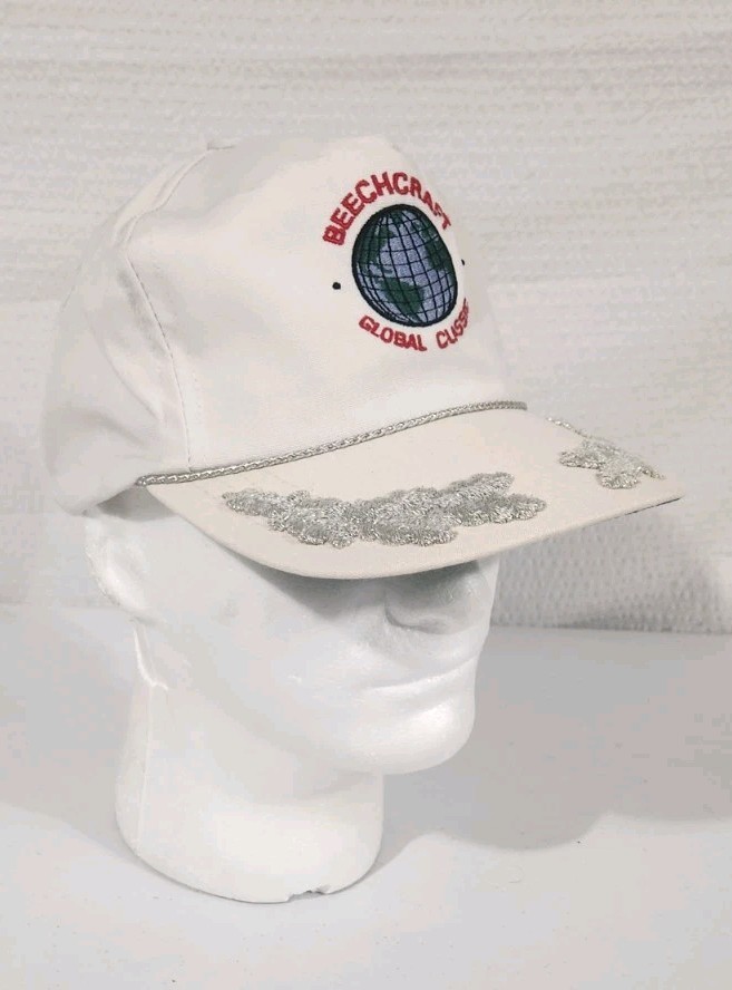 Rare Vintage LEATHER Strap Hat Cap BEECHCRAFT GLOBAL CLASSIC USA AIRCRAFT Rare Vintage LEATHER Strap Hat Cap BEECHCRAFT GLOBAL CLASSIC USA AIRCRAFT