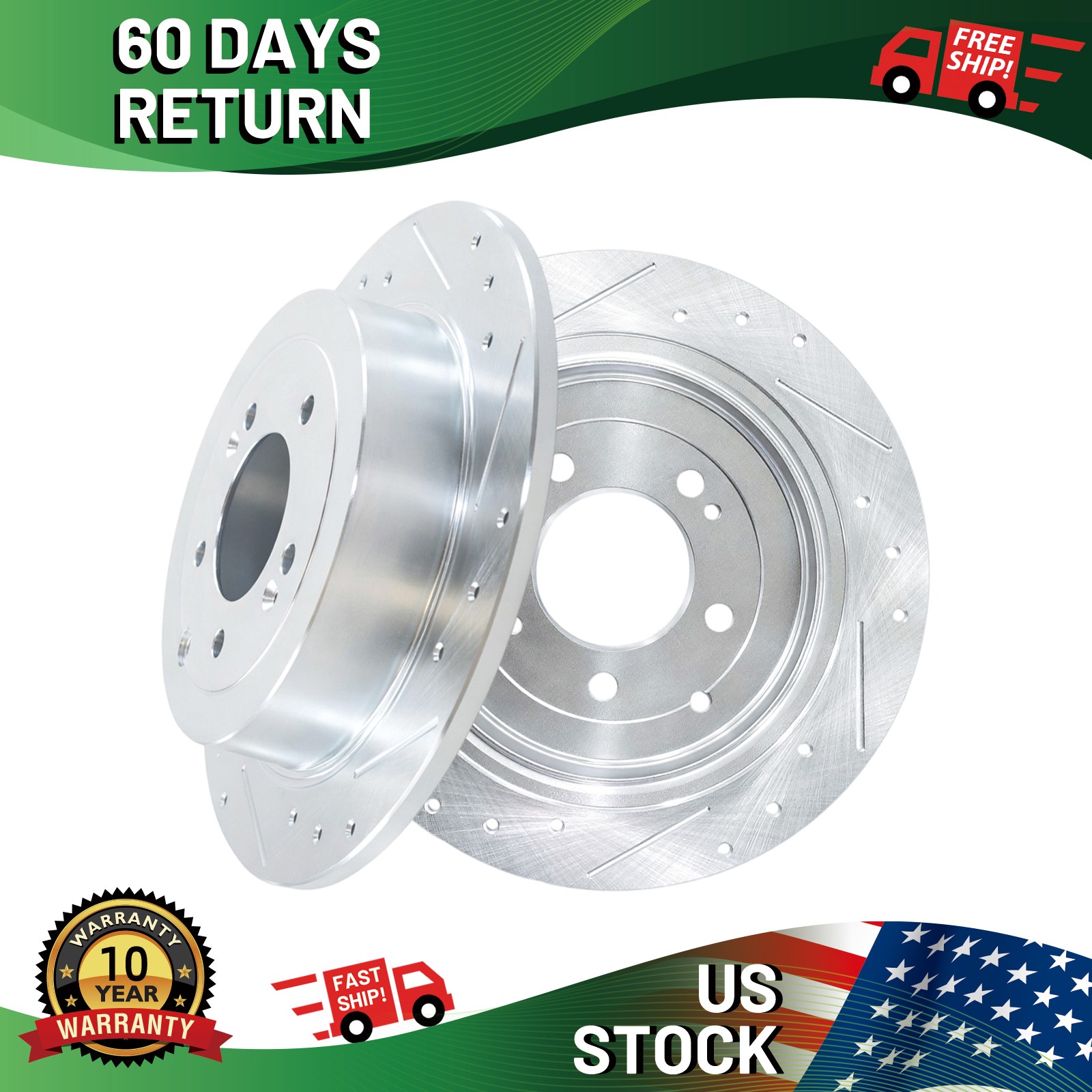 11.89in Rear Drilled Brake Disc Rotors For Kia Sportage 2.0L Turbo 2017-2022