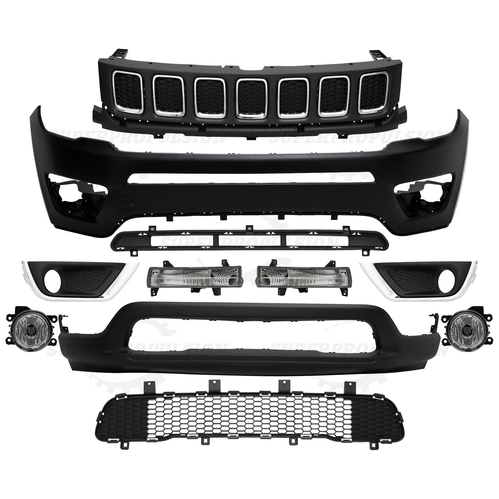 For Jeep Compass 2017 2018 2019 2020 2021 Front Bumper Complete Grill Upper