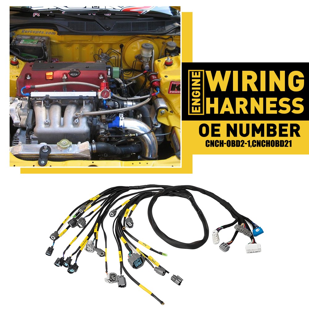 Engine Harness For Honda Civic Integra B16 B18 D16 OBD2 Tucked Budget D B-series