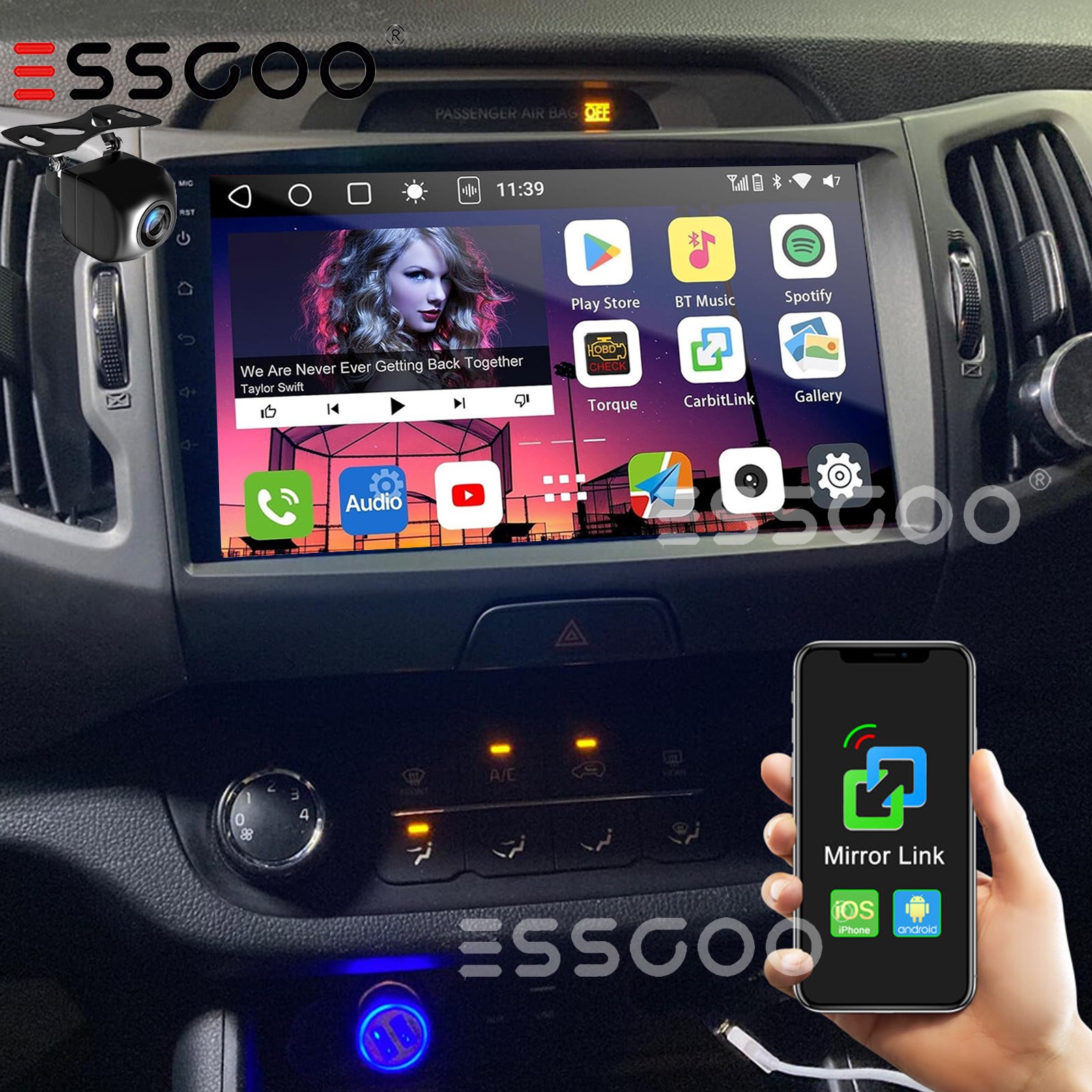 Upgraded 4+64G Car Radio Stereo w/Camera & CarPlay For KIA Sportage 3 2010-2016