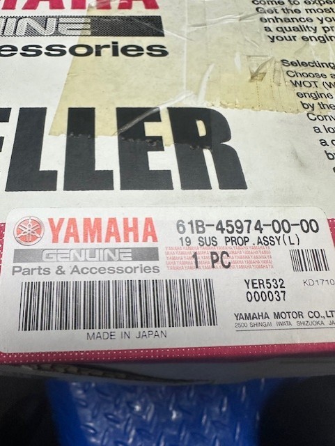 Yamaha OEM Part 61B-45974-00-00 SS PROP 14-1/2X19 L Yamaha OEM Part 61B-45974-00-00 SS PROP 14-1/2X19 L