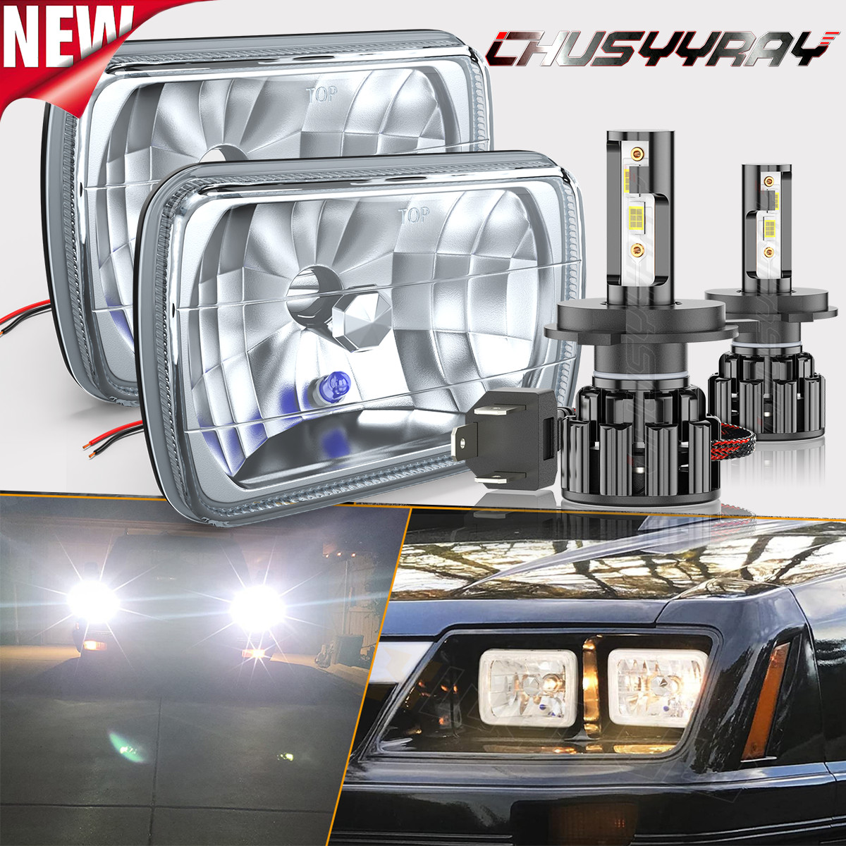 2 Pair 2-Side H4 Headlight Bulbs 7\ 2 Pair 2-Side H4 Headlight Bulbs 7\