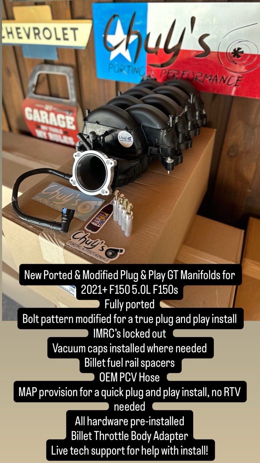 2021-2026 Ford F150 5.0L Ported & Modified GT Intake Manifold Plug & Play Kit