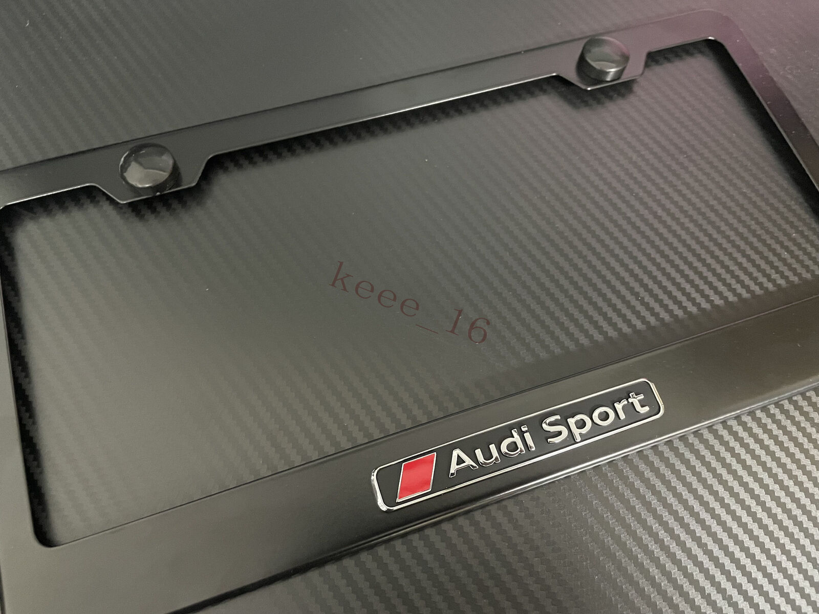 1x  Audi Sport 3D Emblem BLACK Stainless License Plate Frame RUST FREE