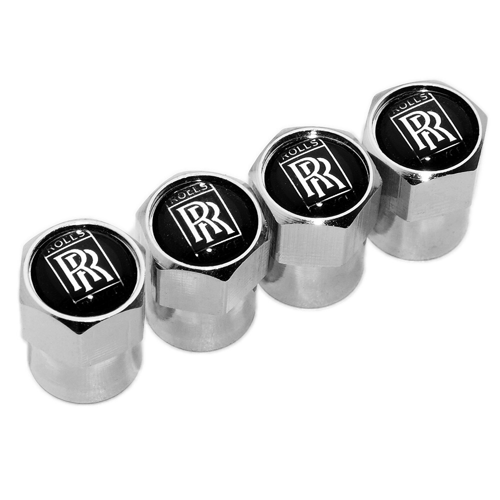 4pcs Hex Rolls Royce Car Wheels Tire Air Valve Caps Stem Dust Cover Silver