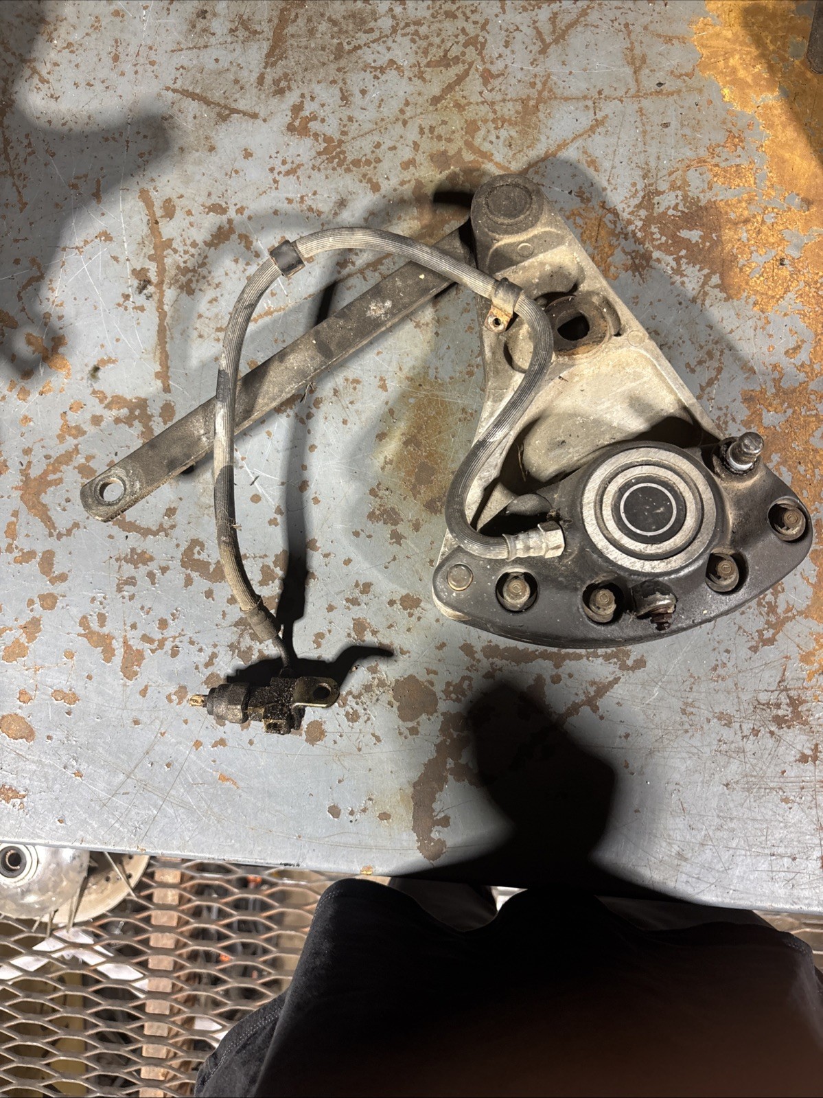 Harley Davidson Banana Brake Caliper Bracket Shovelhead Evo Chopper Flh W/mount Harley Davidson Banana Brake Caliper Bracket Shovelhead Evo Chopper Flh W/mount