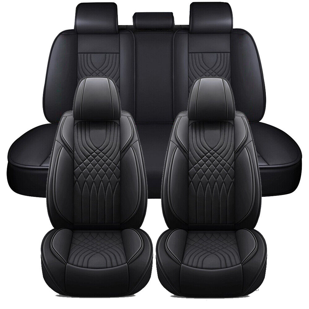 For Dodge Leather Car Seat Covers Protector 5-Seats Full Set Front Rear Cushion