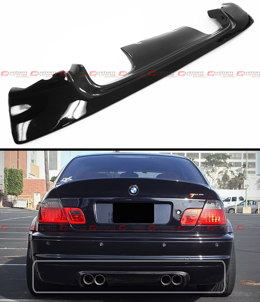 CSL SPORT 2-TONE PAINTED BLK HALF CARBON FIBER REAR BUMPER DIFFUSER FOR E46 M3 CSL SPORT 2-TONE PAINTED BLK HALF CARBON FIBER REAR BUMPER DIFFUSER FOR E46 M3