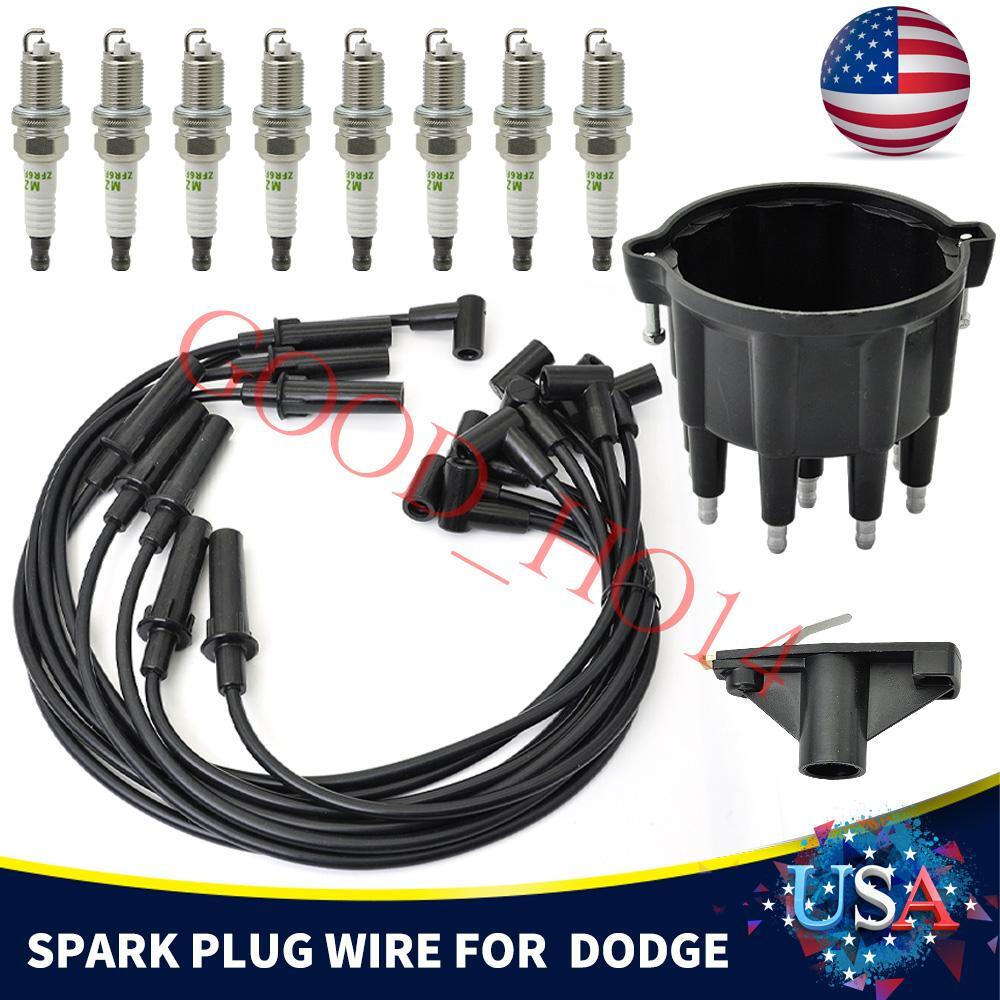 Wires Cap & Rotor & Spark Plugs FIts 1994-03 Dodge Ram Pick Up & Van 5.2L 5.9L
