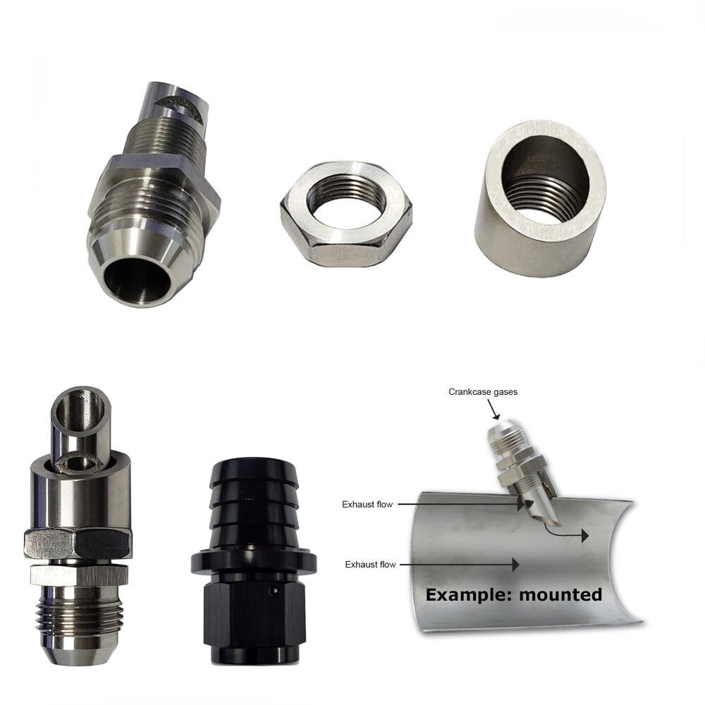 Universal SS Exhaust Vacuum Scavenger Crank Case Vent CCV Catch Can 10an x 1\
