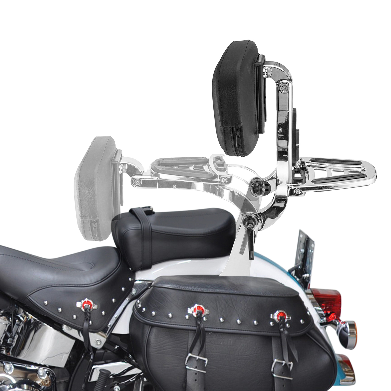 Multi-Purpose Passenger Driver Backrest Chrome For Harley Heritage Softail 00-17
