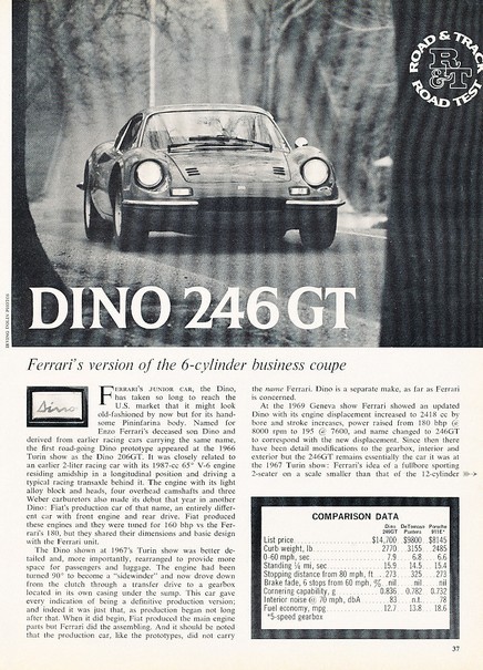 1972 Ferrari Dino 246GT Road Test Original Car Review Report Print Article K09 1972 Ferrari Dino 246GT Road Test Original Car Review Report Print Article K09
