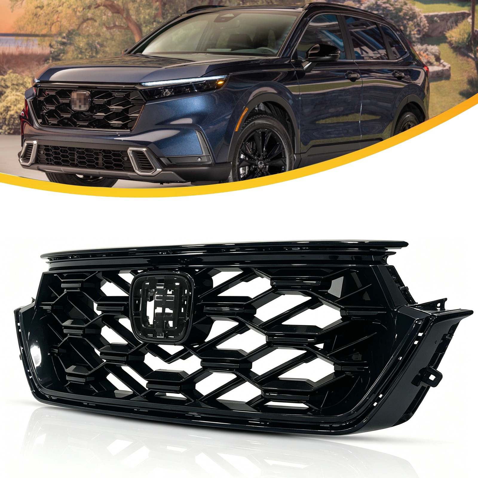 Upgrade Grille For 2023 2024 2025 2026 Honda CR-V CRV Grill Black Sport Touring