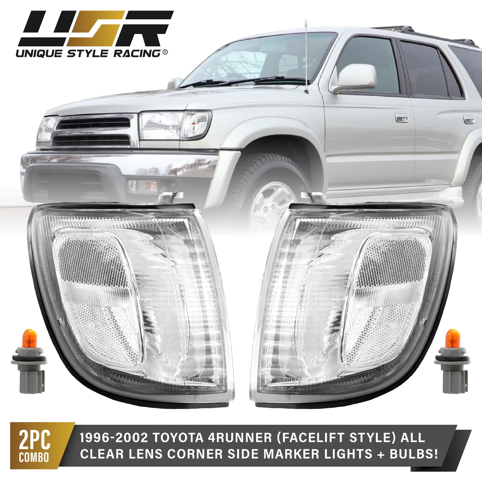 DEPO Front Clear Corner Light + Bulbs + Socket For 1999-2002 Toyota 4Runner SR5 DEPO Front Clear Corner Light + Bulbs + Socket For 1999-2002 Toyota 4Runner SR5