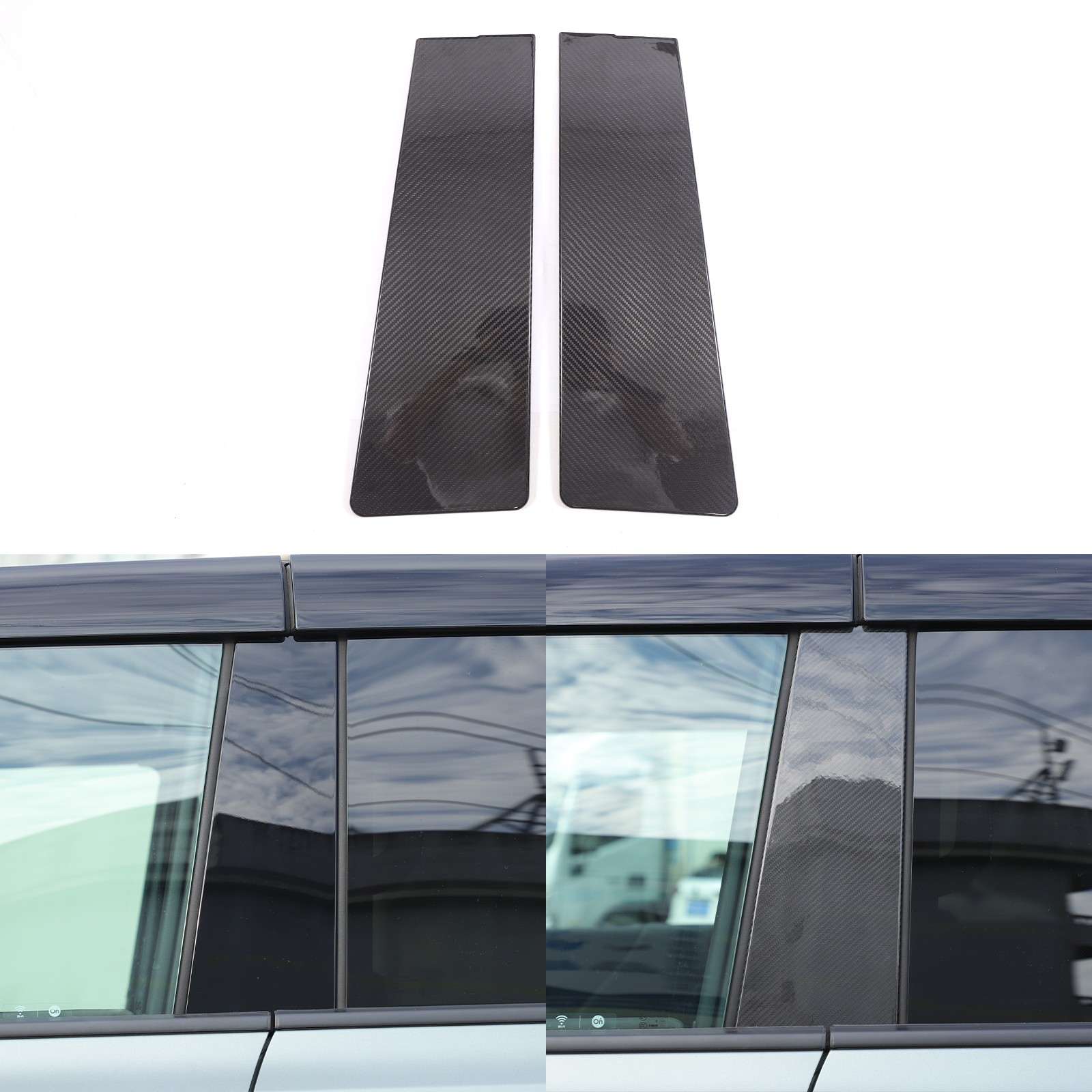‌2PCS Real Carbon Fiber B-Pillar Cover Trim For 24+ Hummer EV Exterior Decor‌ US