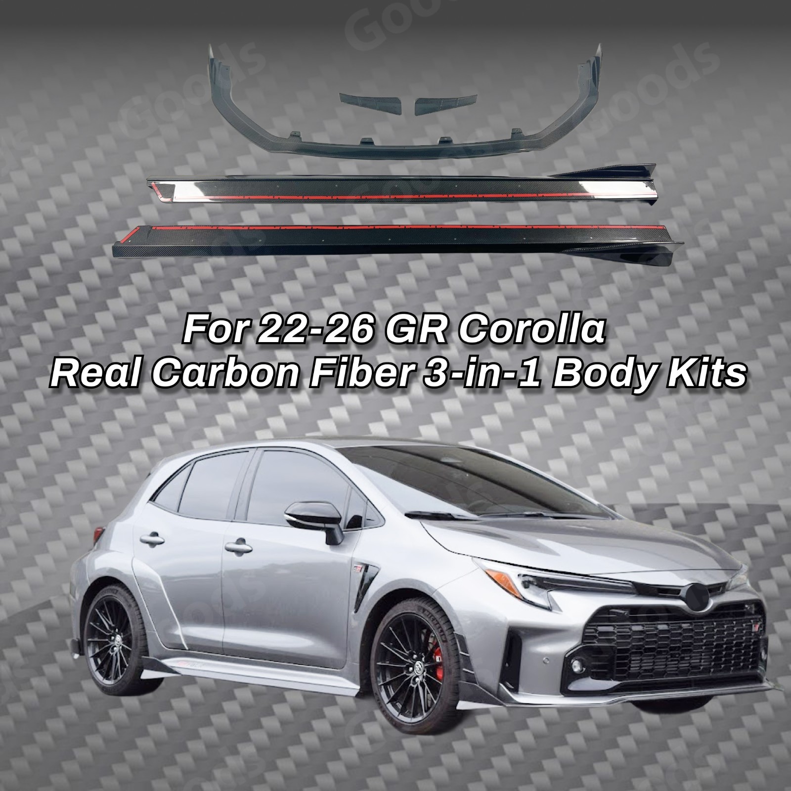 Real Carbon Fiber 3-in-1 Car Exterior Body Kit For Toyota GR Corolla 2022-2026 Real Carbon Fiber 3-in-1 Car Exterior Body Kit For Toyota GR Corolla 2022-2026
