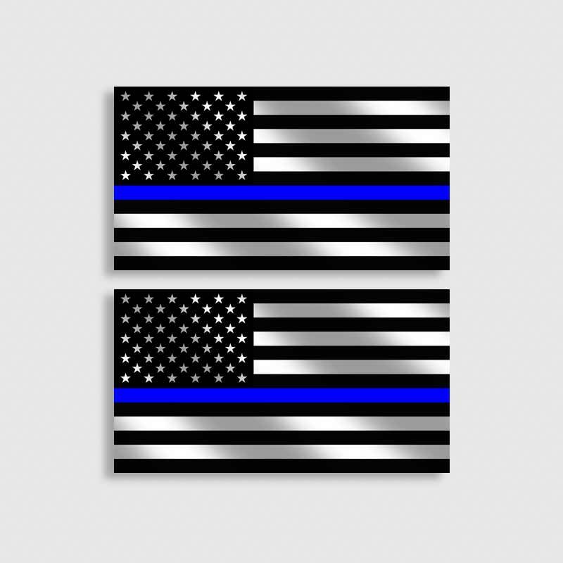 2 pack Police Thin Blue Line Decal American Flag sticker Law Enforcement Officer