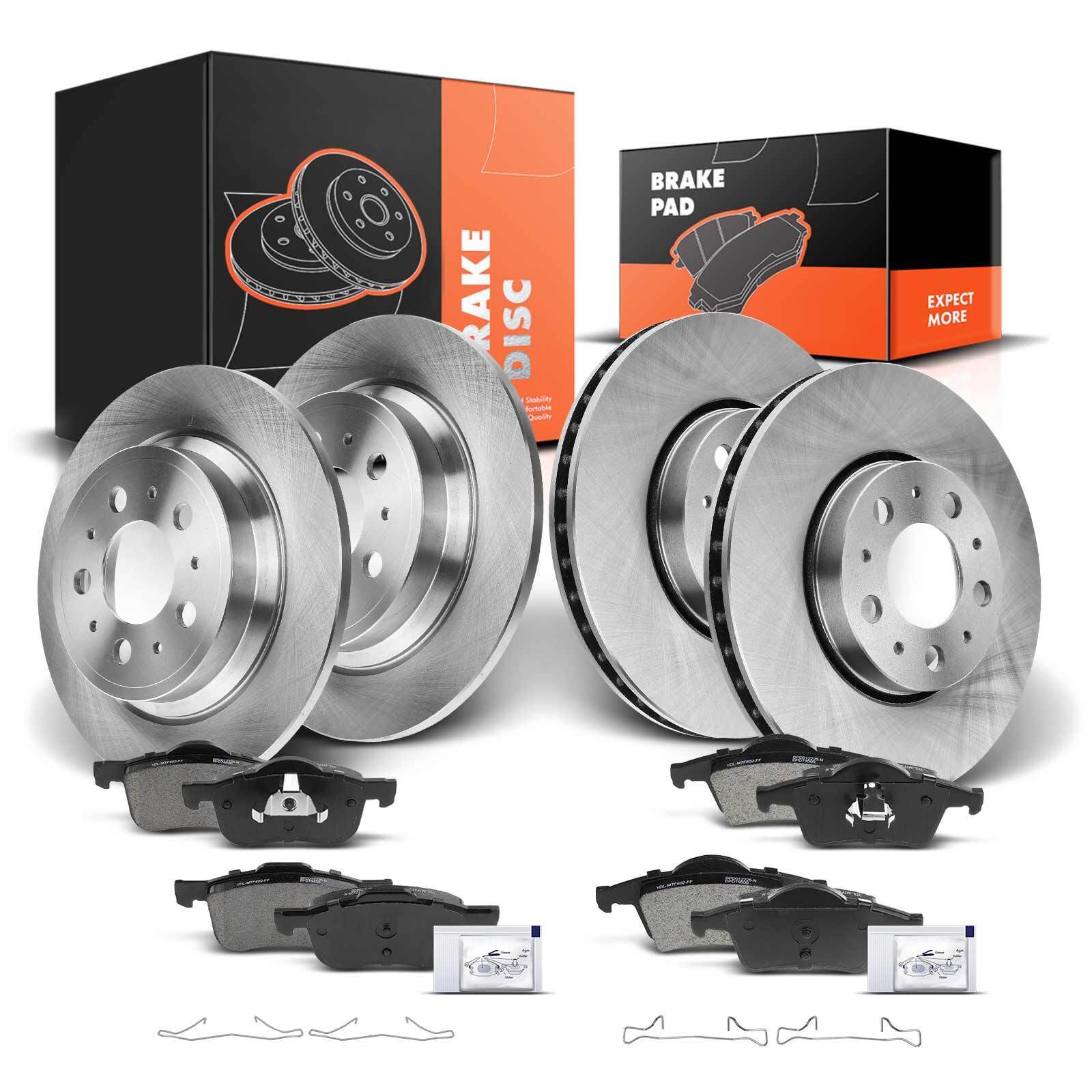 Front and Rear Disc Brake Rotors & Brake Pads for Volvo S60 01-09 S80 V70 XC70
