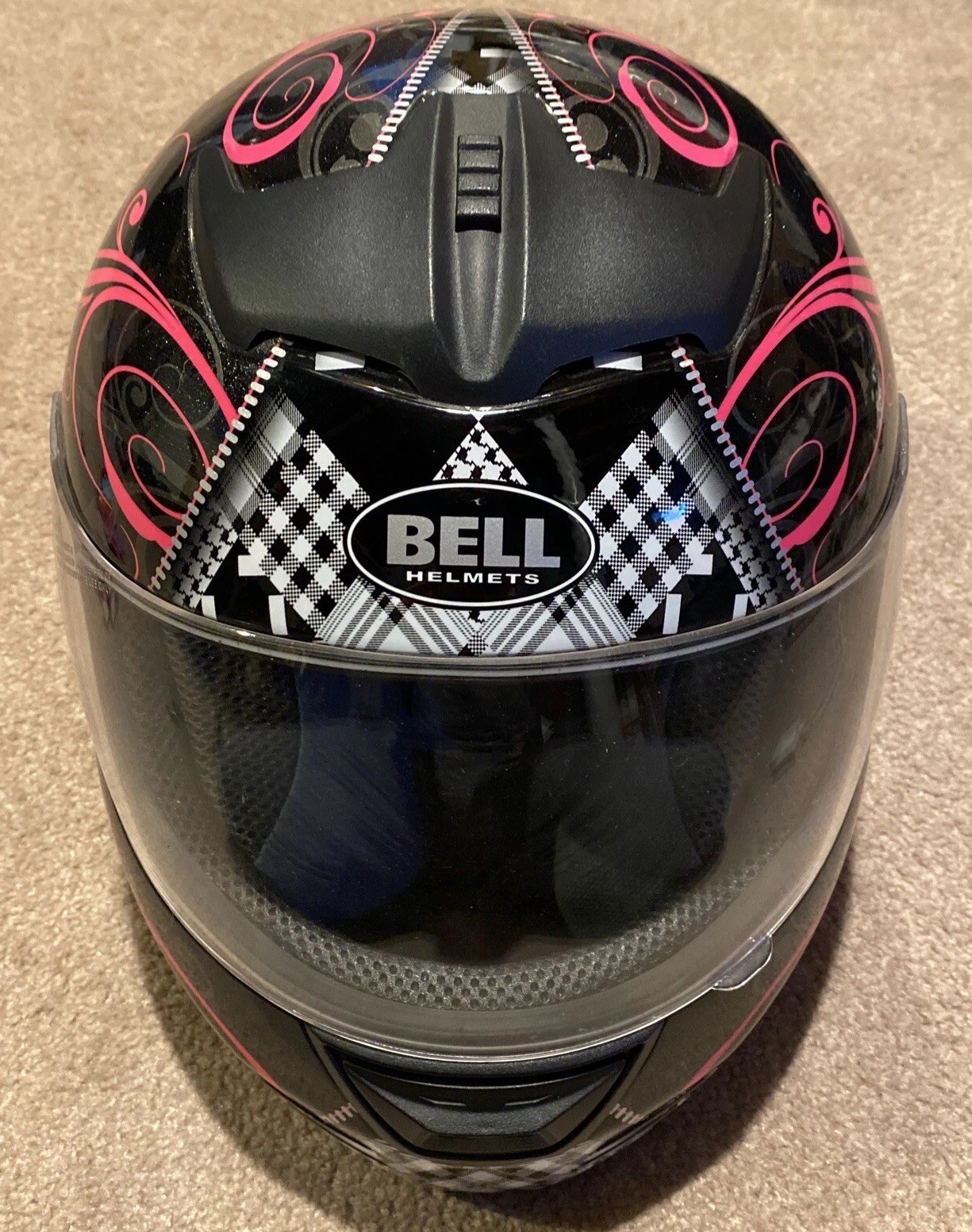 Women's Graphic Bell Zipper Motorcycle Bike Helmet Pink Size XS