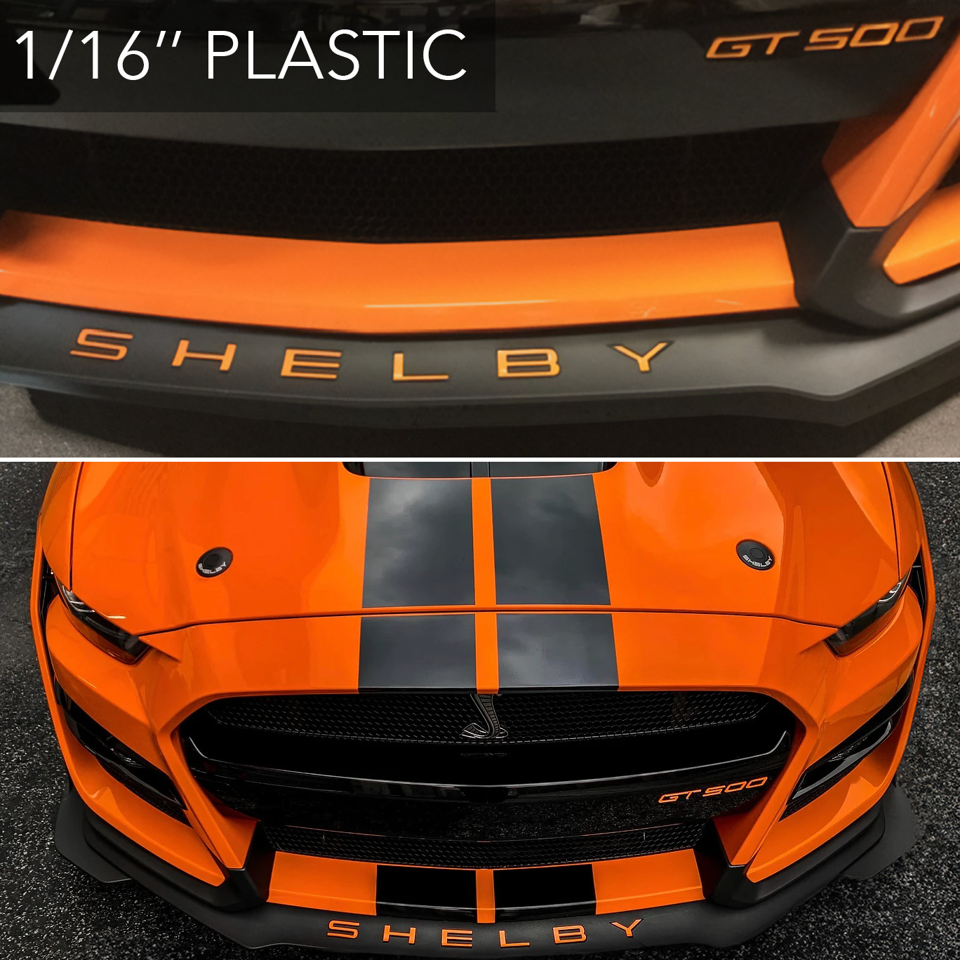 FITS SHELBY+GT500 SPOILER SPLITTER BUMPER ORANGE PLASTIC LETTERS 2020-2026