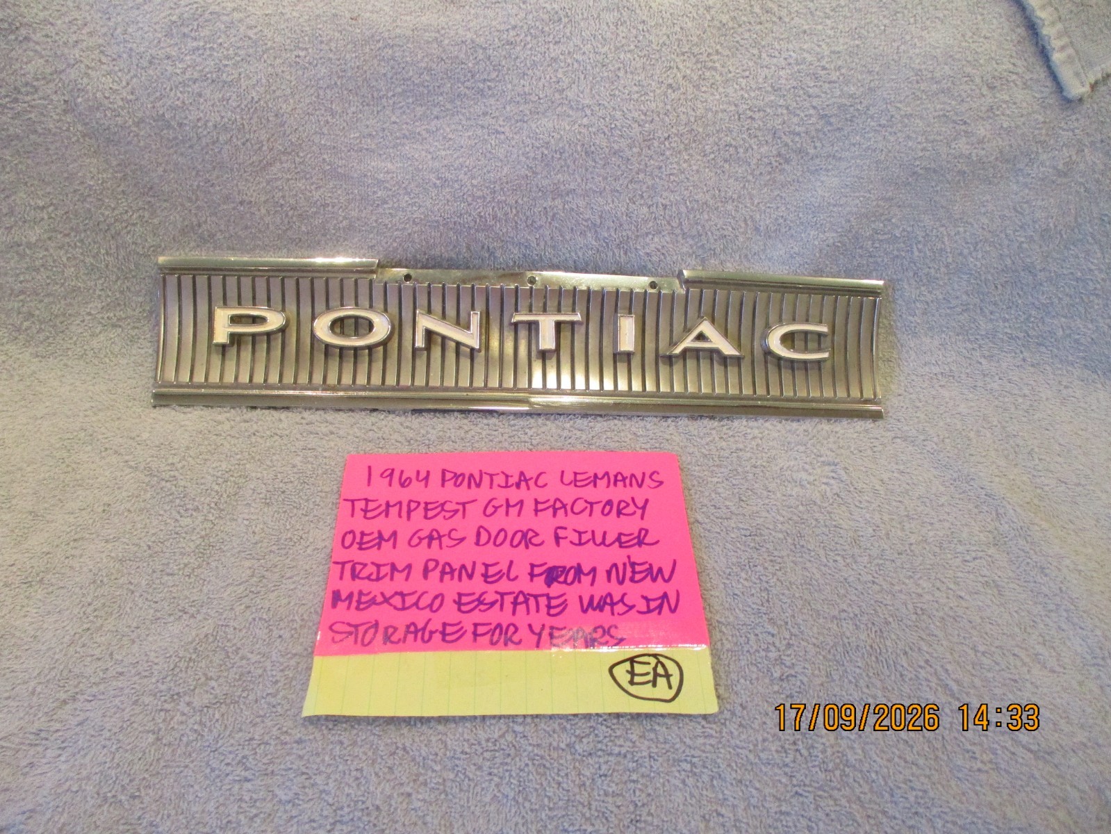 1964 PONTIAC LEMANS TEMPEST GM GAS DOOR FILLER TRIM PANEL FROM NEW MEXICO NICE 1964 PONTIAC LEMANS TEMPEST GM GAS DOOR FILLER TRIM PANEL FROM NEW MEXICO NICE