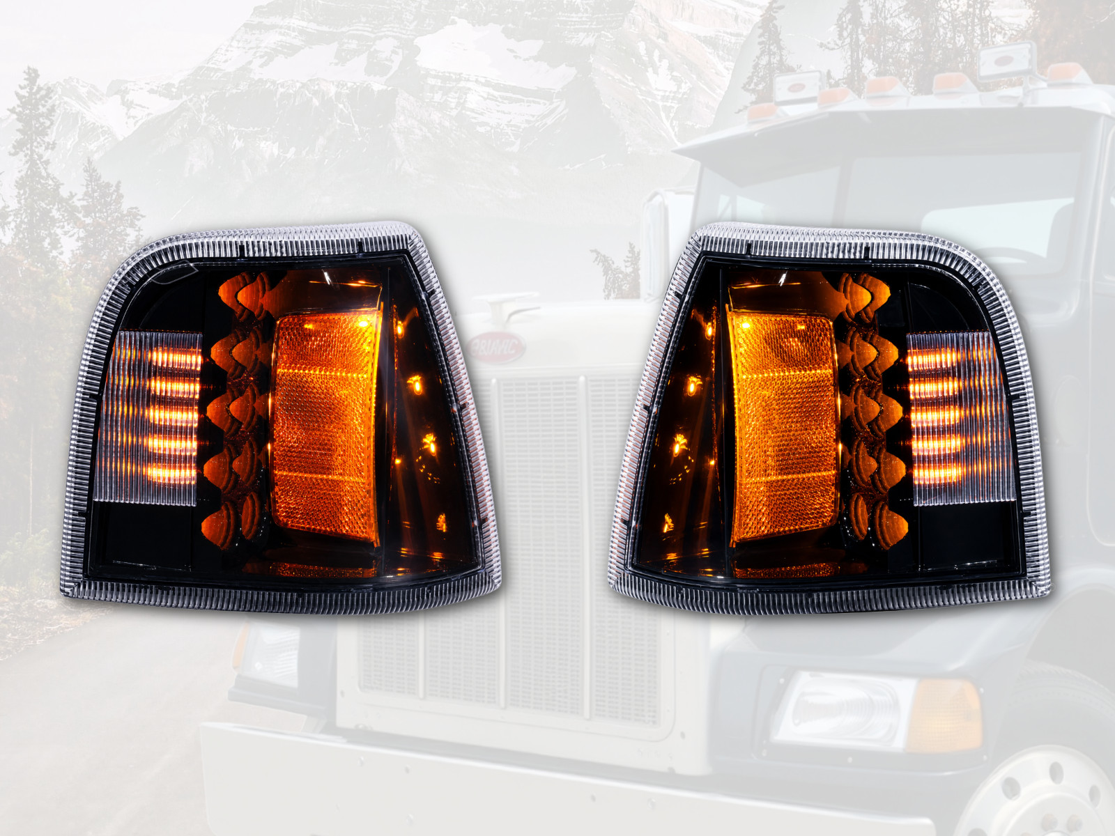 LED Turn Signal Light Set LH RH Pair for Peterbilt 375 377
