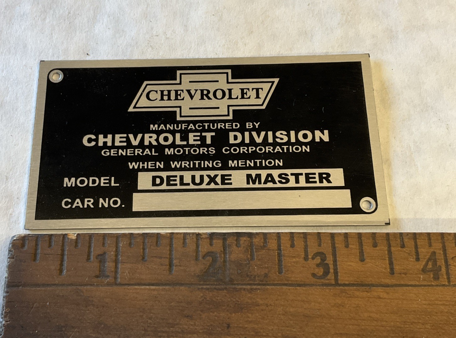 1935-1940 Chevy Deluxe Master ID Plate B6 1935-1940 Chevy Deluxe Master ID Plate B6