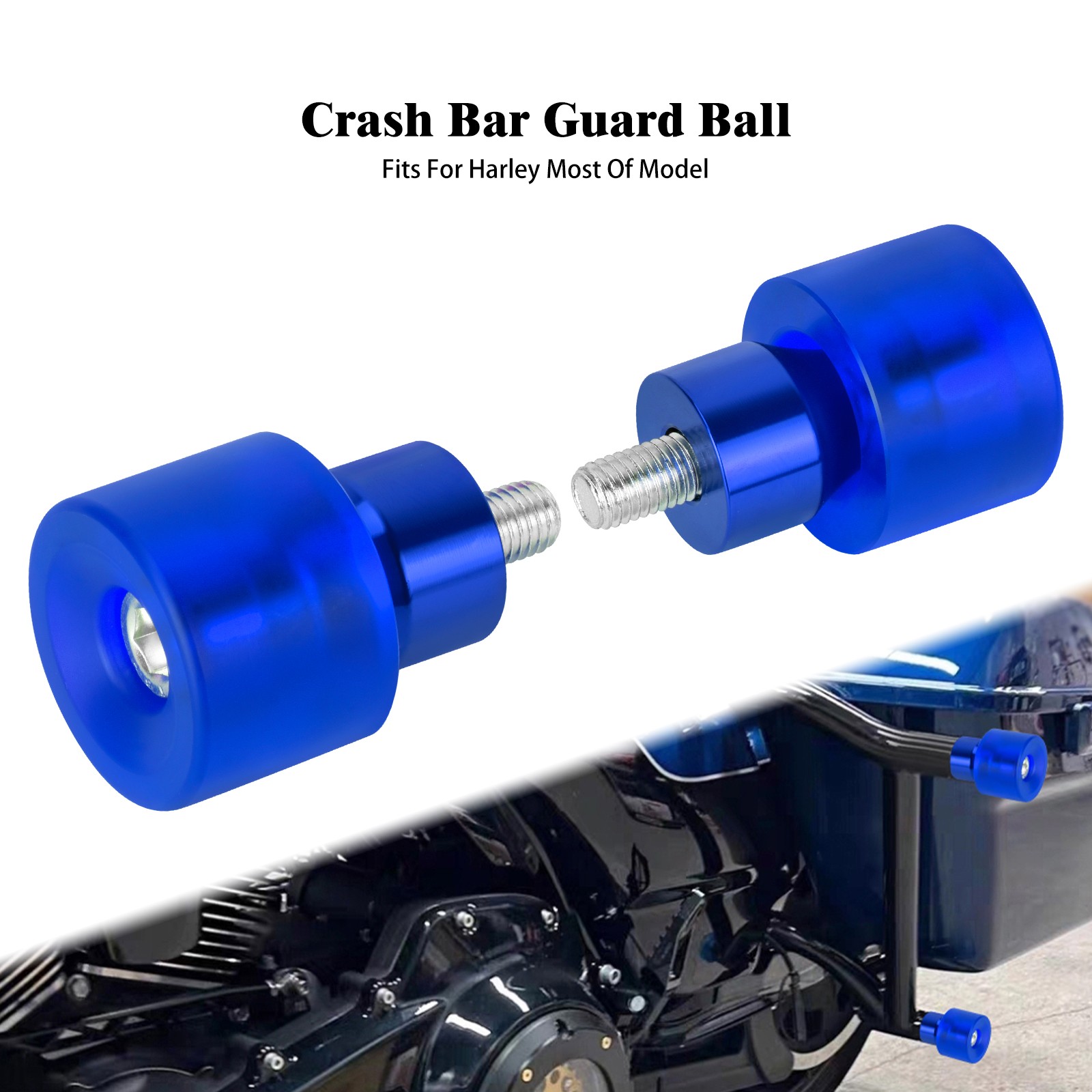 2x Blue Crash Bar Guard Balls M12 End Protector For Harley Touring Ultra Limited 2x Blue Crash Bar Guard Balls M12 End Protector For Harley Touring Ultra Limited