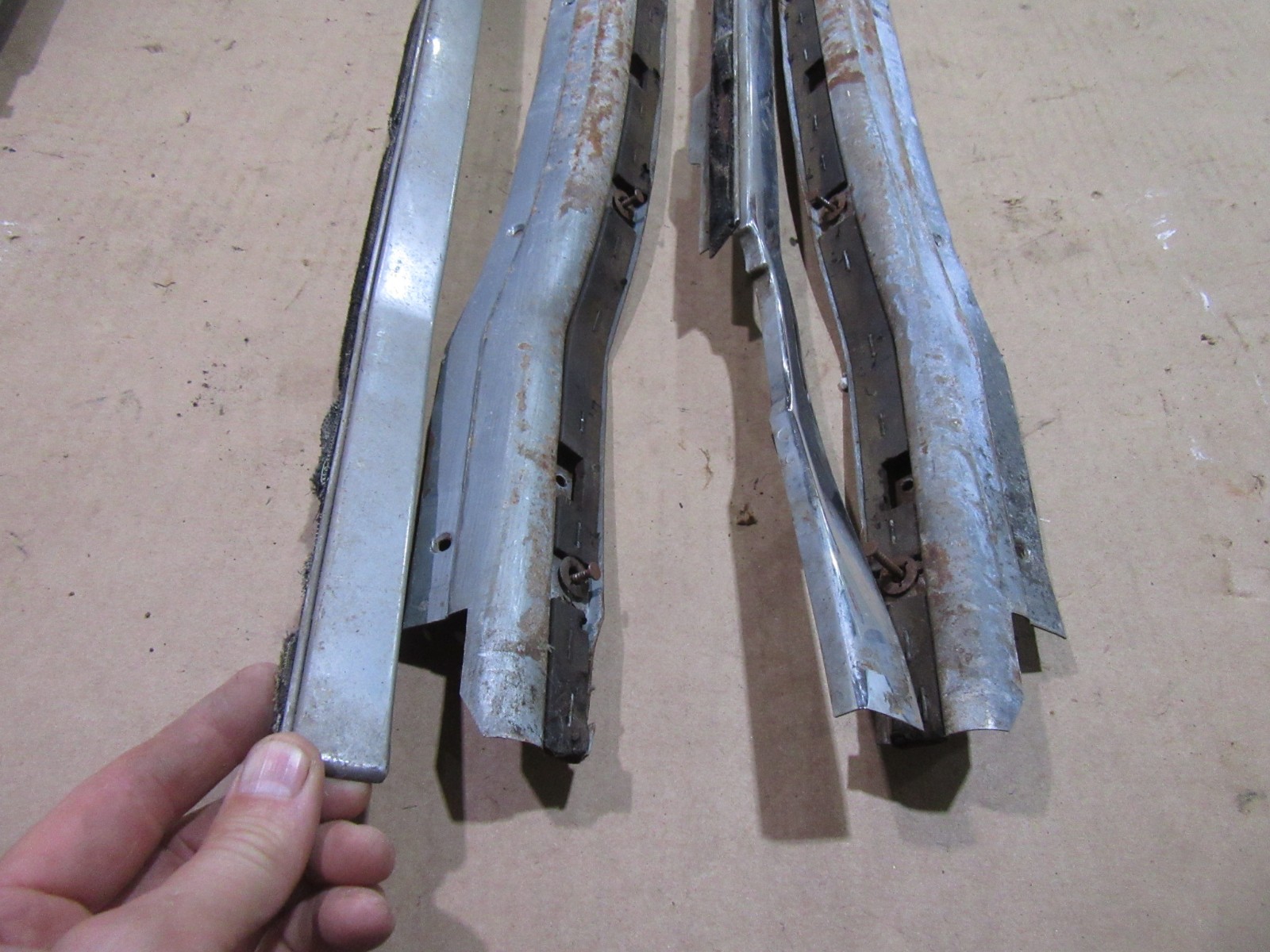 1955 Cadillac Coupe Deville interior quarter window body edge trim moldings